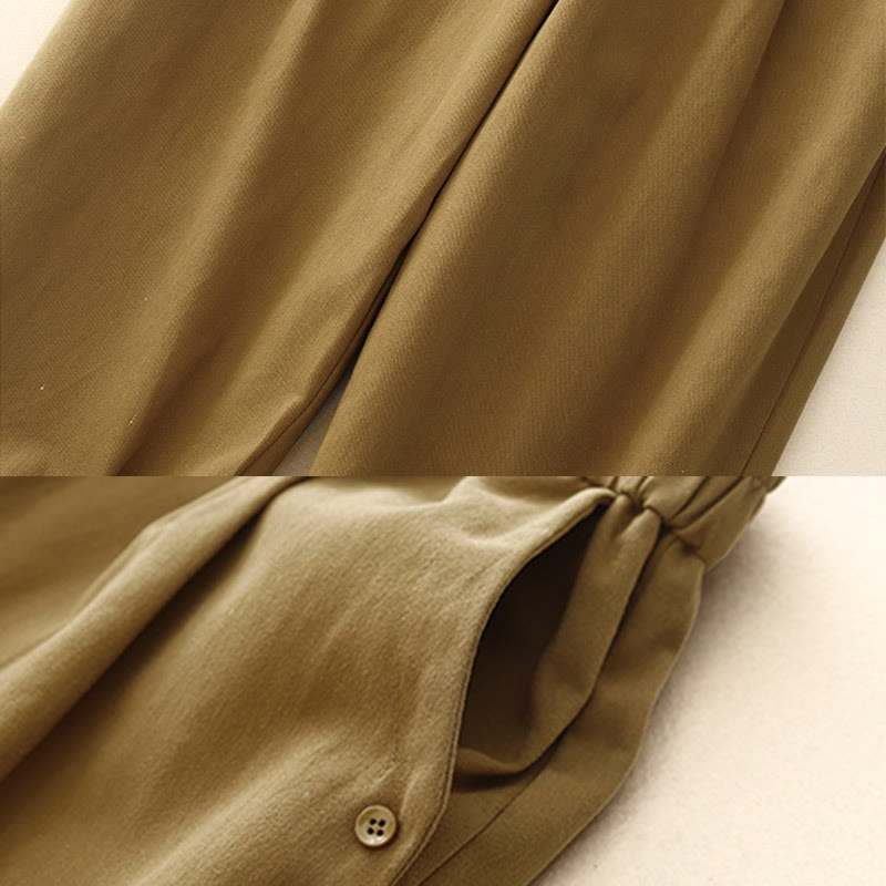 Buddha Stonesカジュアル スナップボタン レディース コットン ポリエステル パンツ ポケット付き - image 2