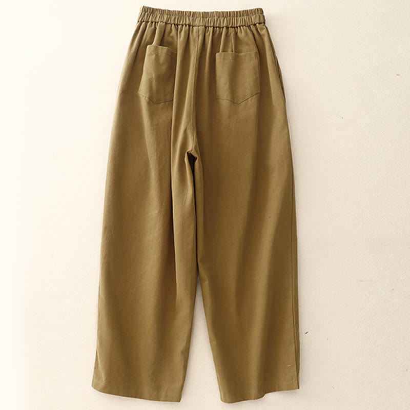 Buddha Stonesカジュアル スナップボタン レディース コットン ポリエステル パンツ ポケット付き - image 1