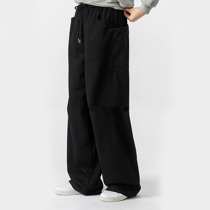 Buddha Stones秋冬 ピュアカラー メンズ ワイドレッグ コットン ドローストリング パンツ ポケット付き - image 31