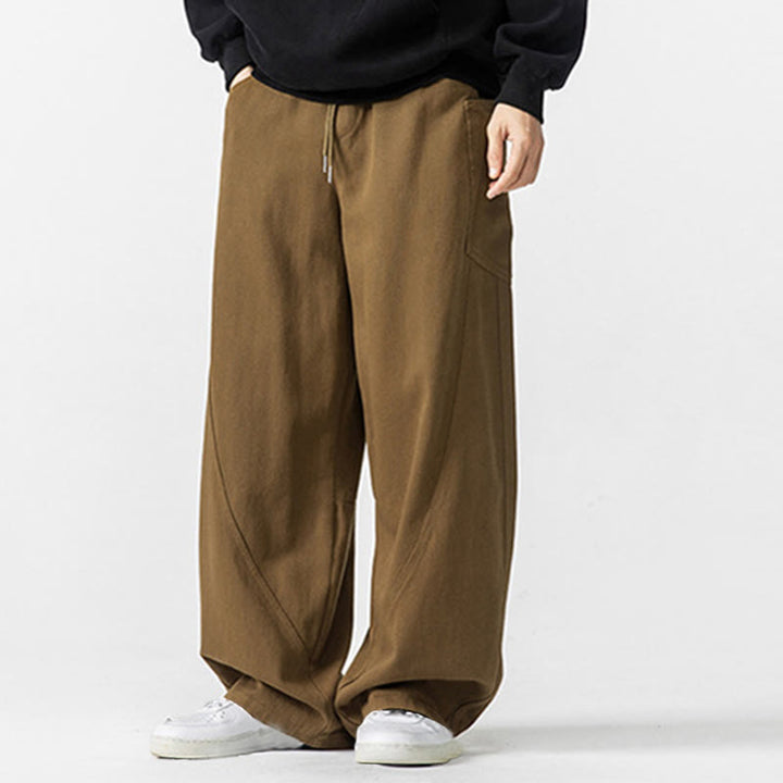 Buddha Stones秋冬 ピュアカラー メンズ ワイドレッグ コットン ドローストリング パンツ ポケット付き - image 19