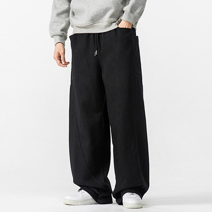 Buddha Stones秋冬 ピュアカラー メンズ ワイドレッグ コットン ドローストリング パンツ ポケット付き - image 26