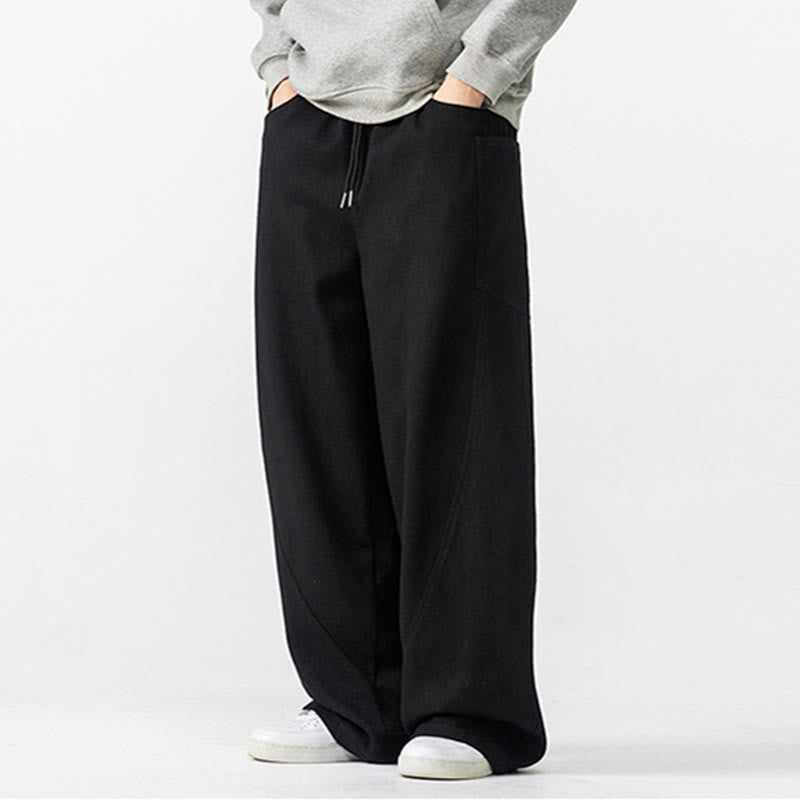 Buddha Stones秋冬 ピュアカラー メンズ ワイドレッグ コットン ドローストリング パンツ ポケット付き - image 29