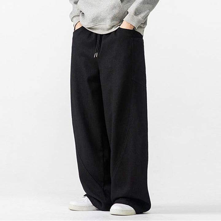 Buddha Stones秋冬 ピュアカラー メンズ ワイドレッグ コットン ドローストリング パンツ ポケット付き - image 29