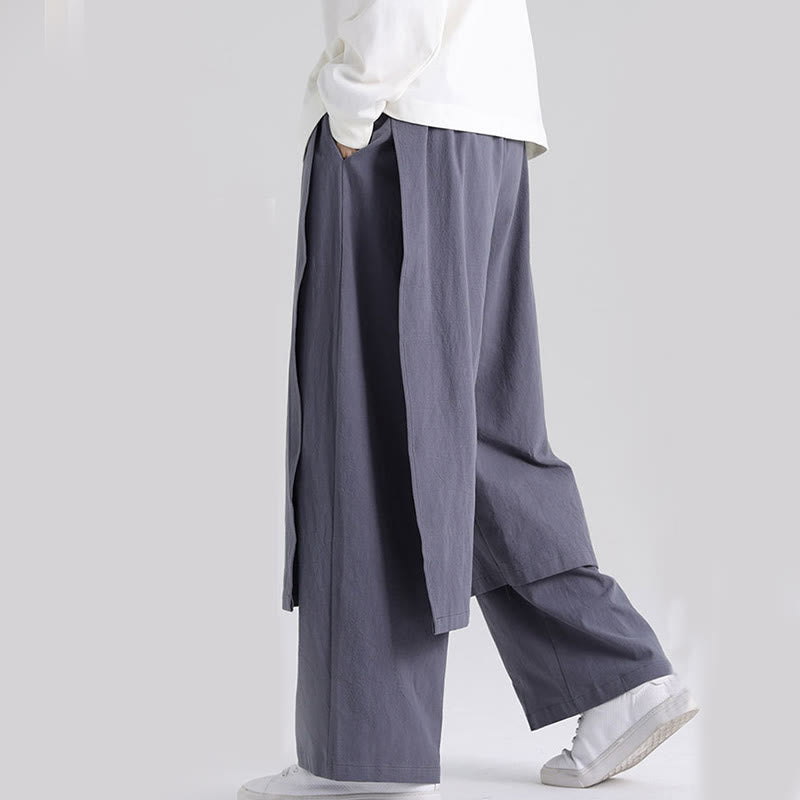 Buddha Stones無地 パッチワークデザイン メンズ コットンパンツ ポケット付き - image 2