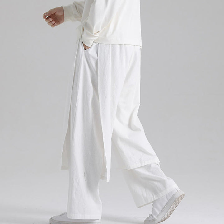 Buddha Stones無地 パッチワークデザイン メンズ コットンパンツ ポケット付き - 白 - US/UK/AU46、 EU56 (5XL) - image 19