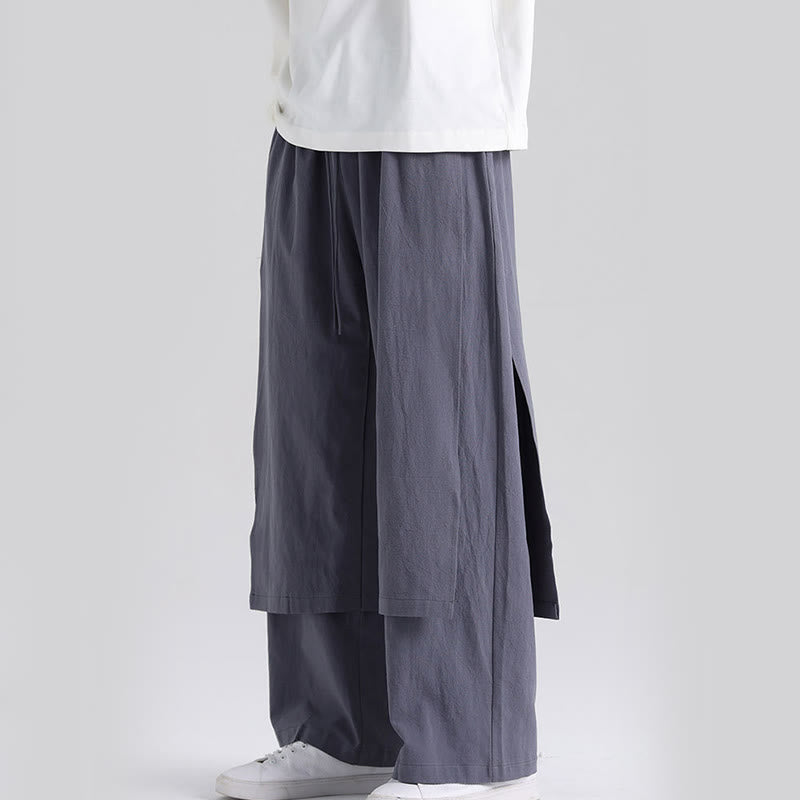 Buddha Stones無地 パッチワークデザイン メンズ コットンパンツ ポケット付き - image 1