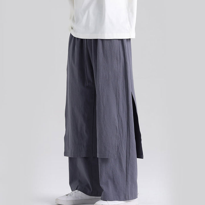 Buddha Stones無地 パッチワークデザイン メンズ コットンパンツ ポケット付き - image 1