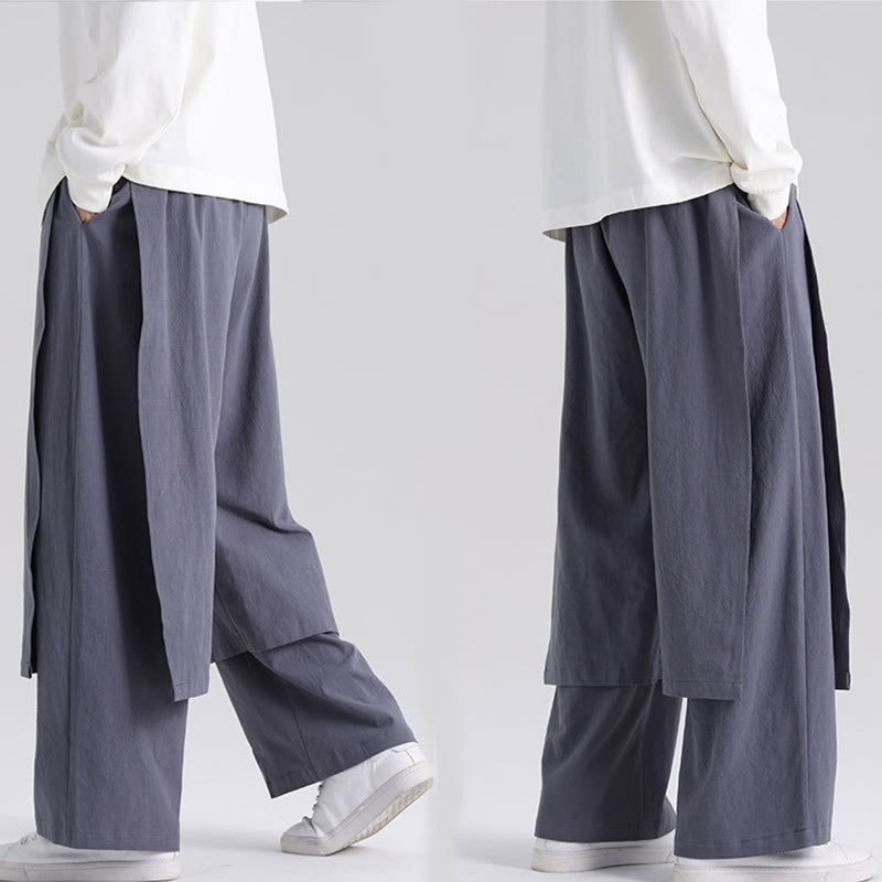 Buddha Stones無地 パッチワークデザイン メンズ コットンパンツ ポケット付き - image 10