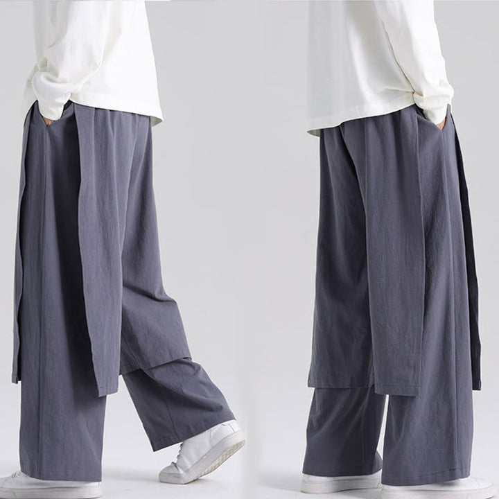 Buddha Stones無地 パッチワークデザイン メンズ コットンパンツ ポケット付き - image 10