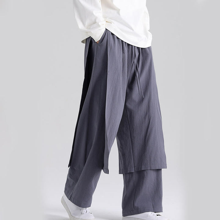 Buddha Stones無地 パッチワークデザイン メンズ コットンパンツ ポケット付き - image 3