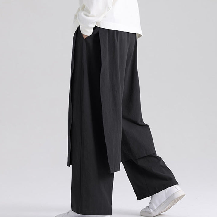 Buddha Stones無地 パッチワークデザイン メンズ コットンパンツ ポケット付き - 黒 - US/UK/AU46、 EU56 (5XL) - image 11