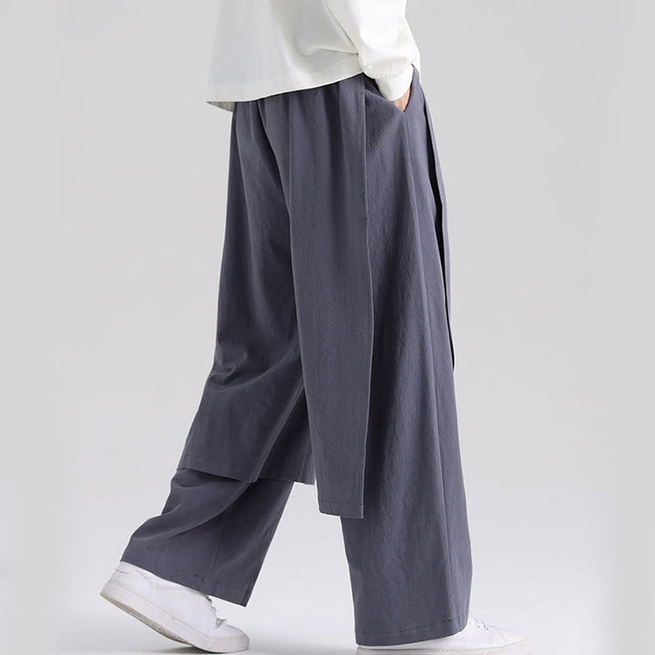 Buddha Stones無地 パッチワークデザイン メンズ コットンパンツ ポケット付き - image 4