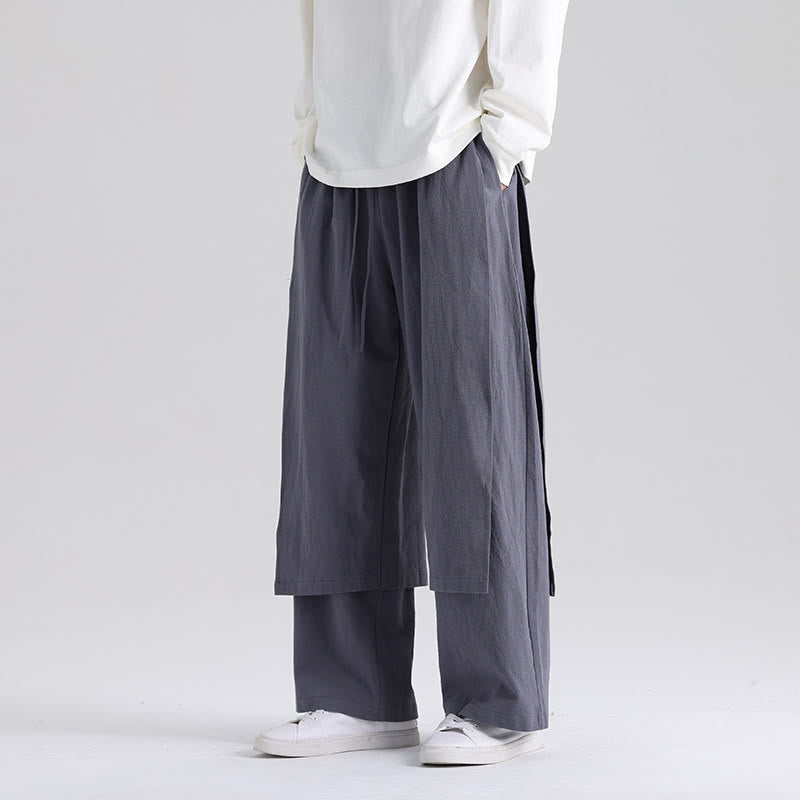 Buddha Stones無地 パッチワークデザイン メンズ コットンパンツ ポケット付き - image 5