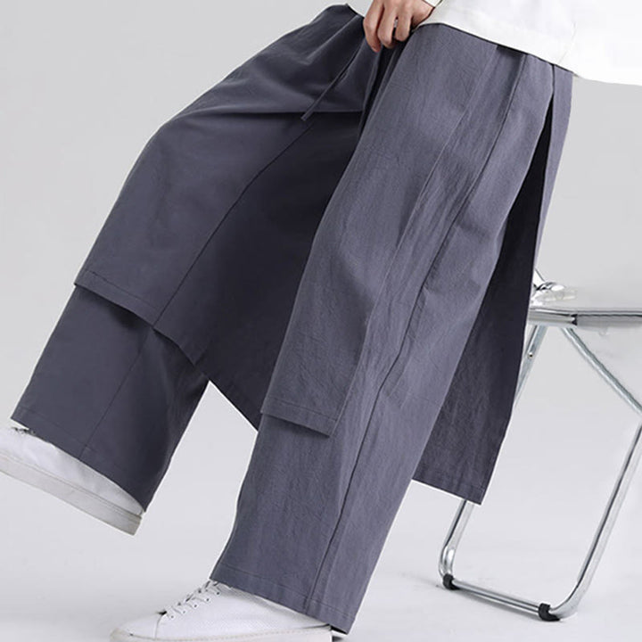 Buddha Stones無地 パッチワークデザイン メンズ コットンパンツ ポケット付き - image 6