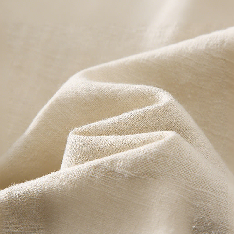 Buddha Stones無地 長袖 ボタンシャツ メンズ ラミー コットン ポケット付き - image 2