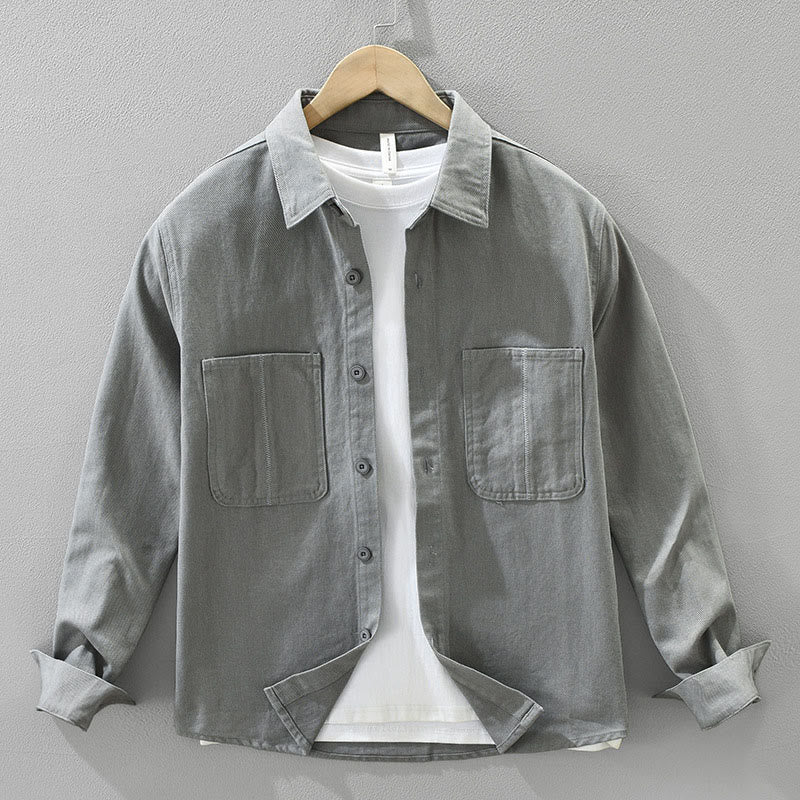 Buddha Stones春 通勤 ボタン 長袖シャツ メンズ コットン ポケット付き - ダークグレー - US/UK/AU42、 EU52 (3XL) - image 14