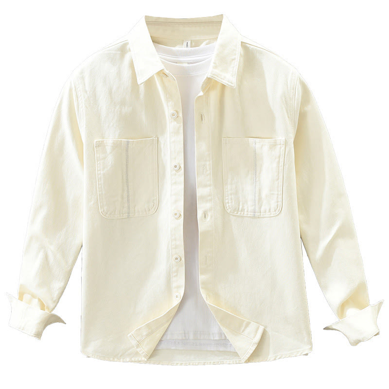 Buddha Stones春 通勤 ボタン 長袖シャツ メンズ コットン ポケット付き - image 13