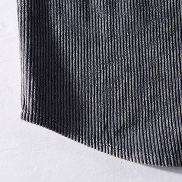 Buddha Stones春無地シンプルボタンデザインコーデュロイメンズ長袖ジャケットポケット付き - image 1