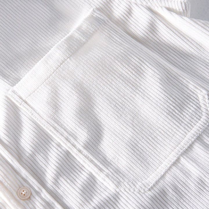 Buddha Stones春無地シンプルボタンデザインコーデュロイメンズ長袖ジャケットポケット付き - image 9