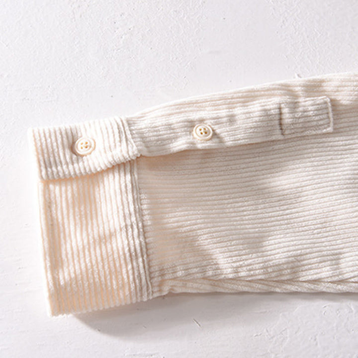 Buddha Stones春無地シンプルボタンデザインコーデュロイメンズ長袖ジャケットポケット付き - image 13