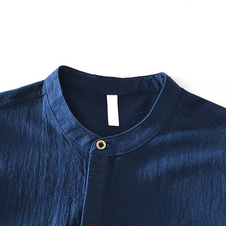 Buddha Stones春秋 無地 長袖 ハーフボタン コットン メンズシャツ - image 17