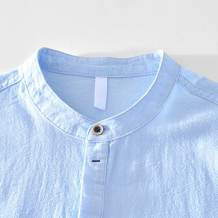 Buddha Stones春秋 無地 長袖 ハーフボタン コットン メンズシャツ - image 18