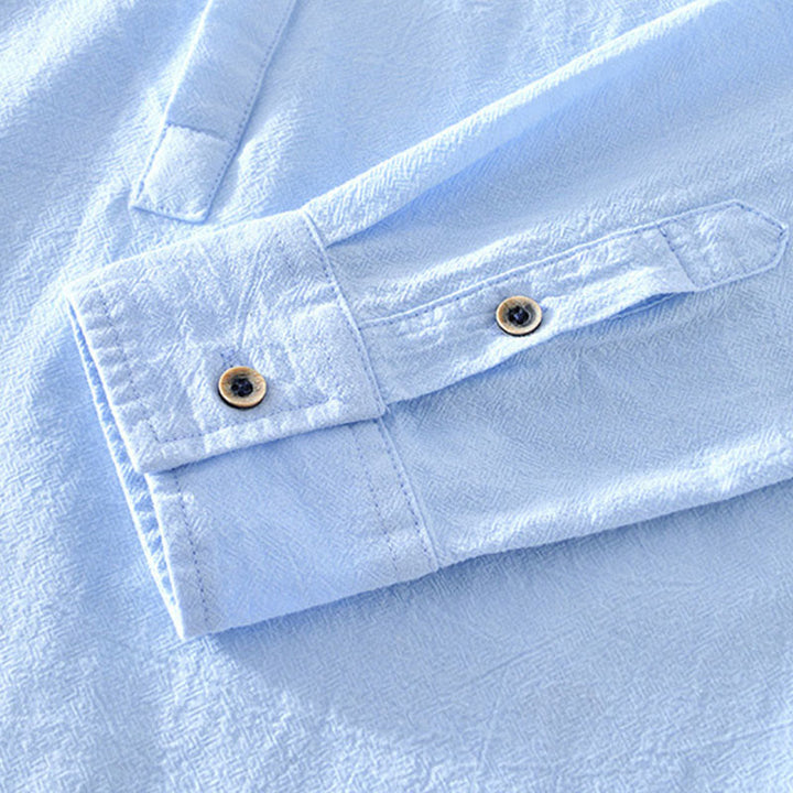 Buddha Stones春秋 無地 長袖 ハーフボタン コットン メンズシャツ - image 21