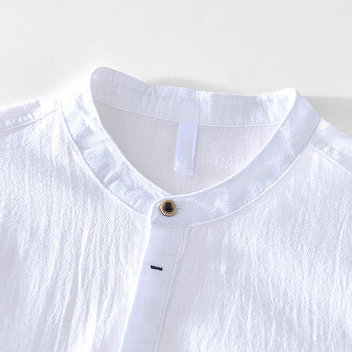 Buddha Stones春秋 無地 長袖 ハーフボタン コットン メンズシャツ - image 22