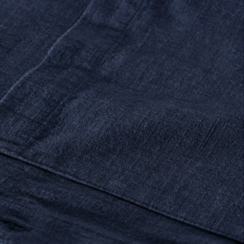 Buddha Stones無地 長袖 ボタンダウン ラミーコットン メンズ シャツ ポケット付き - image 21