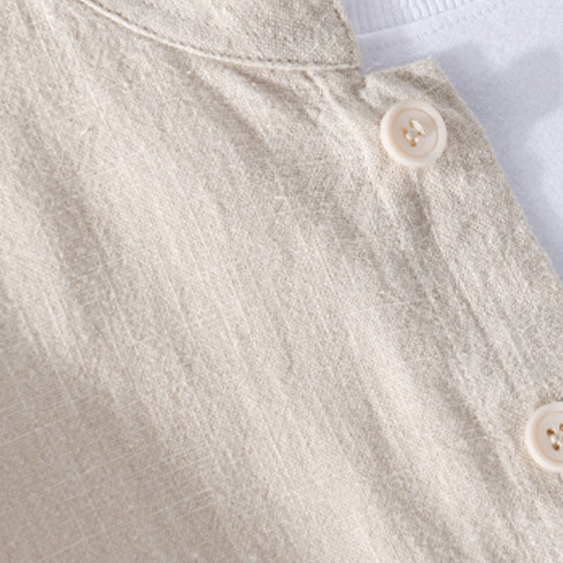 Buddha Stones無地 長袖 ボタンダウン ラミーコットン メンズ シャツ ポケット付き - image 11