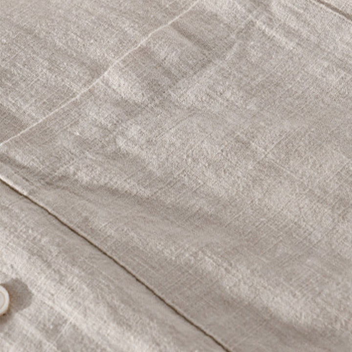 Buddha Stones無地 長袖 ボタンダウン ラミーコットン メンズ シャツ ポケット付き - image 12