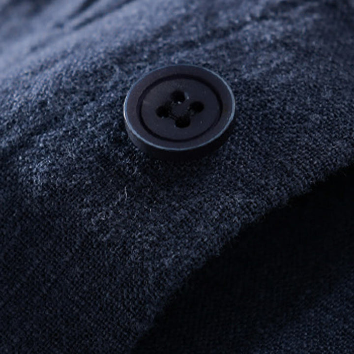 Buddha Stones無地 長袖 ボタンダウン ラミーコットン メンズ シャツ ポケット付き - image 23