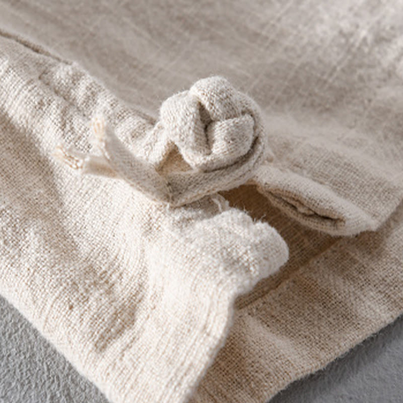 Buddha Stones無地 長袖 ボタンダウン ラミーコットン メンズ シャツ ポケット付き - image 15