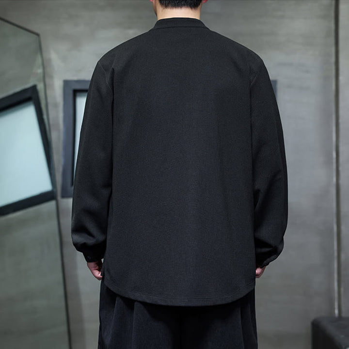 Buddha Stonesカエルボタン ツバメ刺繍 スタンドカラー 長袖 唐装 メンズシャツ - image 3