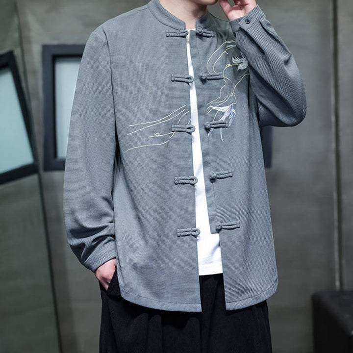 Buddha Stonesカエルボタン ツバメ刺繍 スタンドカラー 長袖 唐装 メンズシャツ - image 19