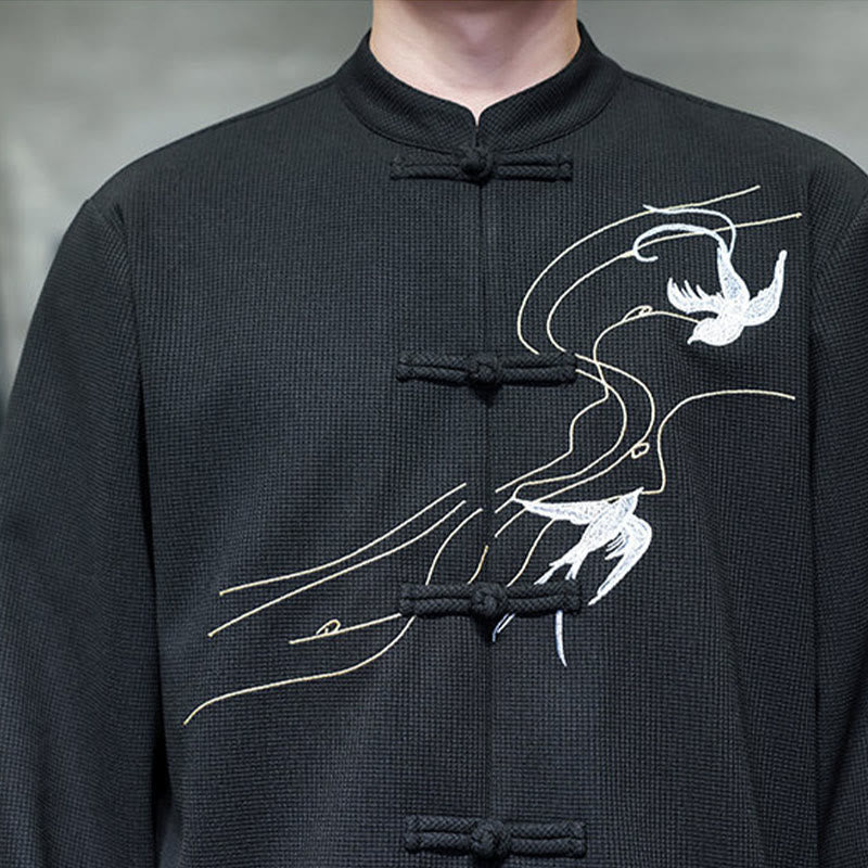 Buddha Stonesカエルボタン ツバメ刺繍 スタンドカラー 長袖 唐装 メンズシャツ - image 10