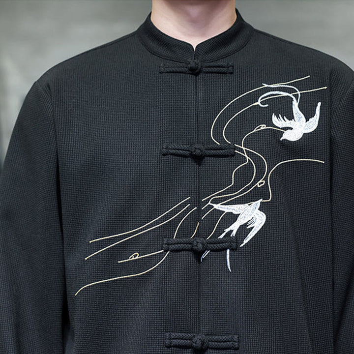 Buddha Stonesカエルボタン ツバメ刺繍 スタンドカラー 長袖 唐装 メンズシャツ - image 10