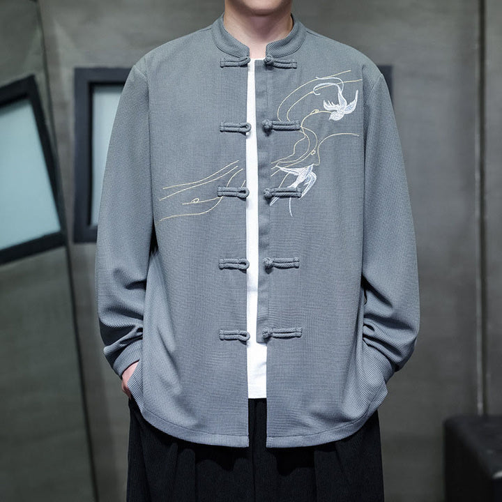 Buddha Stonesカエルボタン ツバメ刺繍 スタンドカラー 長袖 唐装 メンズシャツ - image 17