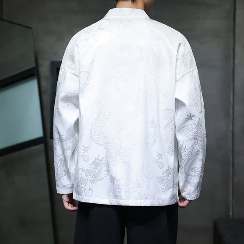 Buddha Stonesカエルボタン ドラゴン ジャカード スタンドカラー 長袖 唐装 メンズシャツ - image 14