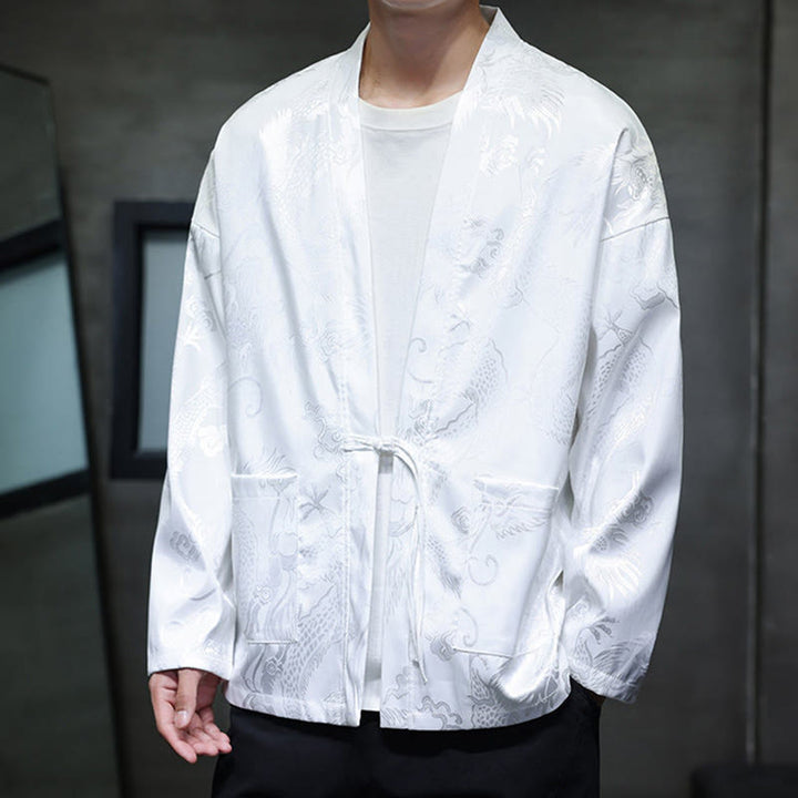 Buddha Stonesカエルボタン ドラゴン ジャカード スタンドカラー 長袖 唐装 メンズシャツ - image 19