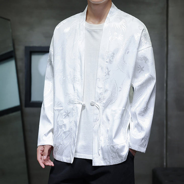 Buddha Stonesカエルボタン ドラゴン ジャカード スタンドカラー 長袖 唐装 メンズシャツ - image 15