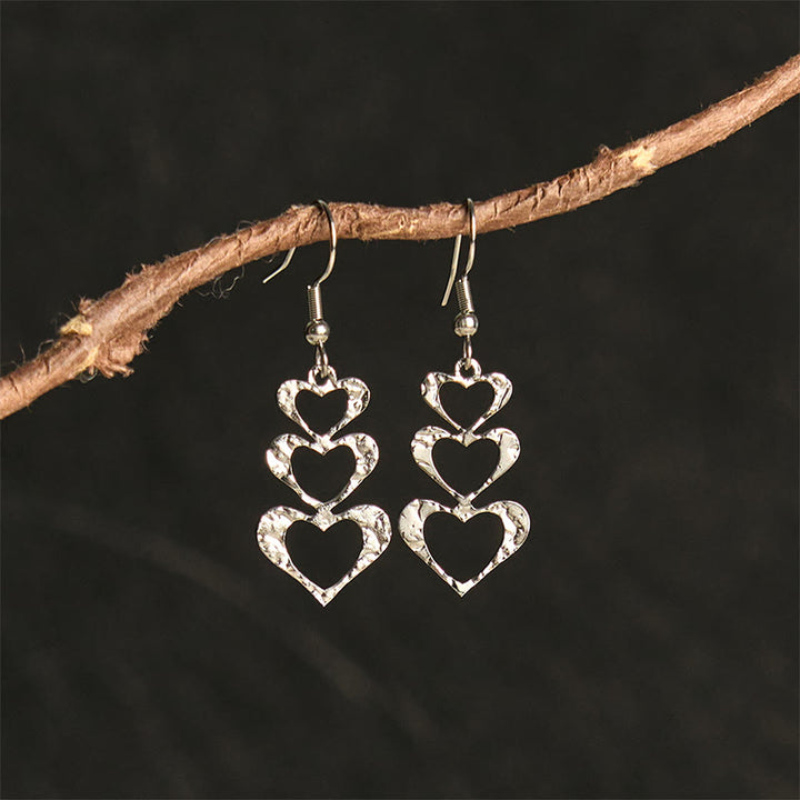 Buddha Stonesのエレガントなチタン鋼製バランスハンマーマークイヤリング - シルバーハートシェイプ(チタンスチールポスト) - image 13