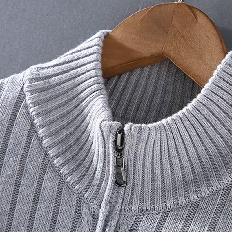 Buddha Stones春 無地 ジッパーデザイン コットン メンズ 長袖 モックネック ジャケット - image 3