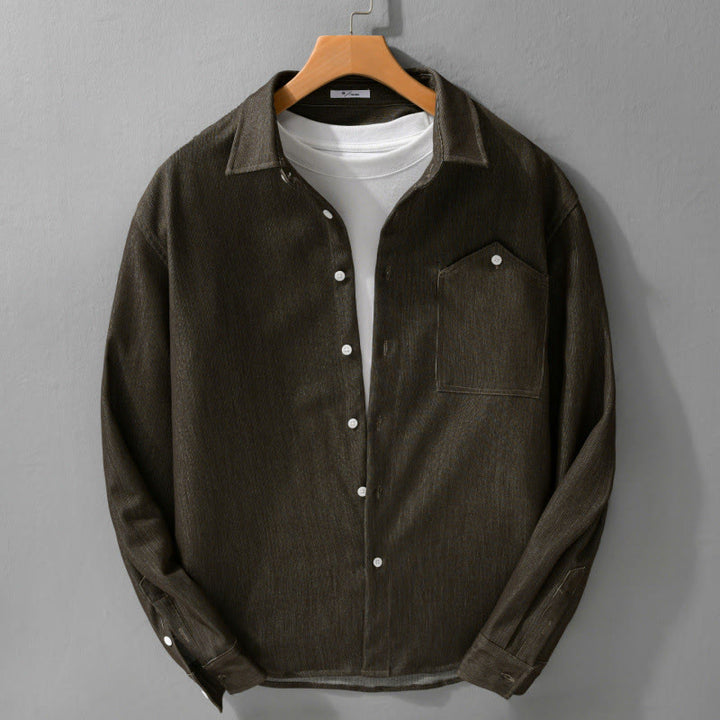 Buddha Stones秋冬 ピュアカラー ボタンディテール ラペル メンズ 長袖ジャケット - ダークオリーブグリーン - US/UK/AU42、 EU52 (3XL) - image 10