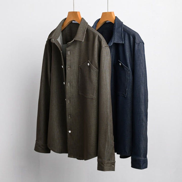 Buddha Stones秋冬 ピュアカラー ボタンディテール ラペル メンズ 長袖ジャケット - image 15