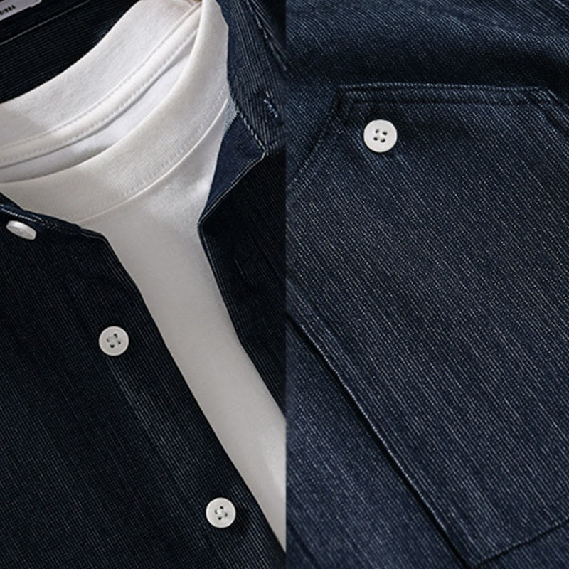 Buddha Stones秋冬 ピュアカラー ボタンディテール ラペル メンズ 長袖ジャケット - image 5