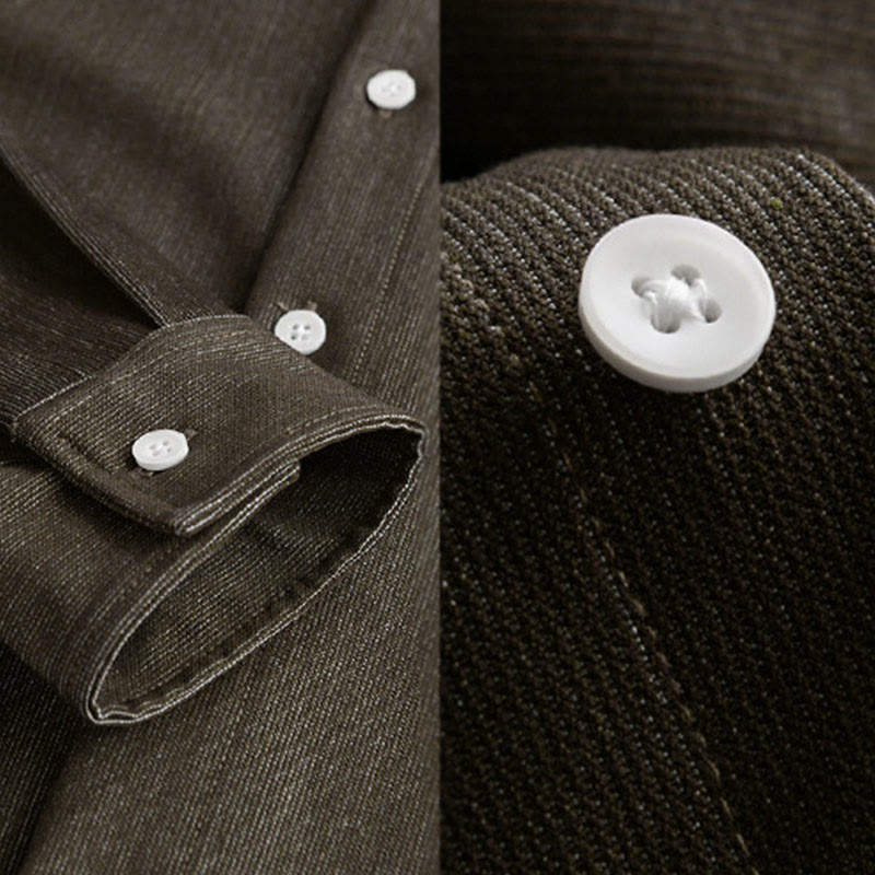 Buddha Stones秋冬 ピュアカラー ボタンディテール ラペル メンズ 長袖ジャケット - image 14