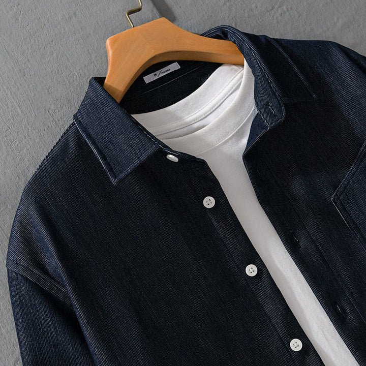 Buddha Stones秋冬 ピュアカラー ボタンディテール ラペル メンズ 長袖ジャケット - image 3