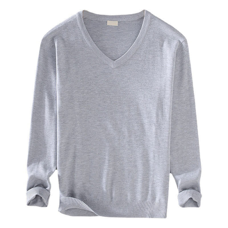 Buddha Stones無地 Vネック コットン シンプルデザイン メンズ 長袖セーター - image 7