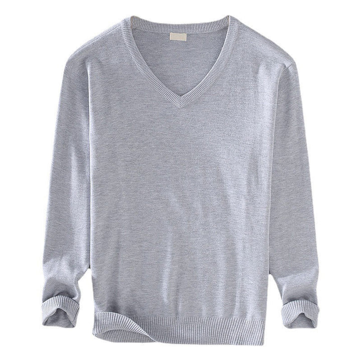 Buddha Stones無地 Vネック コットン シンプルデザイン メンズ 長袖セーター - image 7